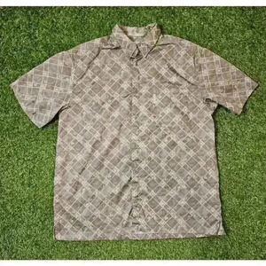 Columbia River Lodge Short Sleeve Button Down Shirt Fish Print AOP Men's XL